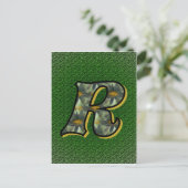 Mit Monogramm Initial R Black Daisies Postkarte (Stehend Vorderseite)