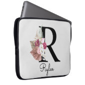 Mit Monogramm Initial R Pink Boho Girly Floral Laptopschutzhülle (Vorne Rechts)