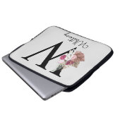 Mit Monogramm Initial W Pink Boho Girly Floral Laptopschutzhülle (Vorne Knopf)