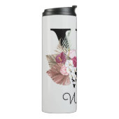 Mit Monogramm Initial W Pink Boho Girly Floral Thermosbecher (Nach links gedreht)
