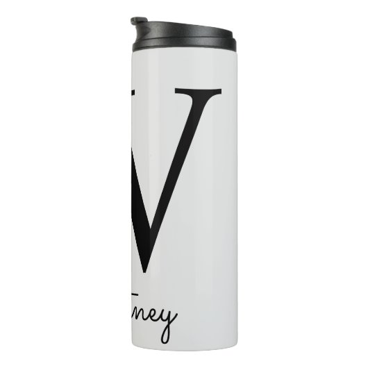 Mit Monogramm Initial W Pink Boho Girly Floral Thermosbecher (Nach rechts gedreht)