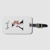 Mit Monogramm Initial Y Pink Boho Floral Gepäckanhänger (Vorderseite (Horizontal))