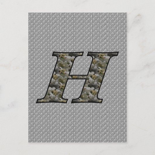 Mit Monogramm initiale H Hydrangea florale Postkar Postkarte (Vorderseite)
