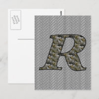 Mit Monogramm initiale R Hydrangea florale Postkar