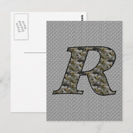 Mit Monogramm initiale R Hydrangea florale Postkar Postkarte (Vorne/Hinten)