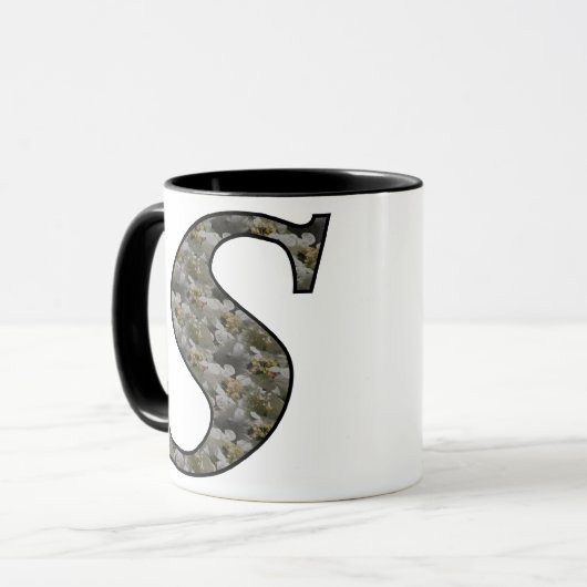 Mit Monogramm initiale S Hydrangea Tasse (Vorderseite Links)