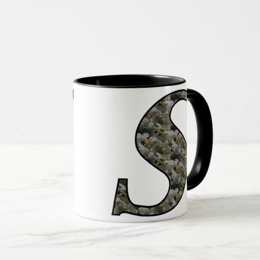 Mit Monogramm initiale S Hydrangea Tasse (VorderseiteRechts)