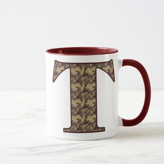 Mit Monogramm initiale T Elegante Tasse (Rechts)