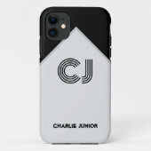 Mit Monogramm Initialen Minimalistisch Schwarz und Case-Mate iPhone Hülle (Rückseite)