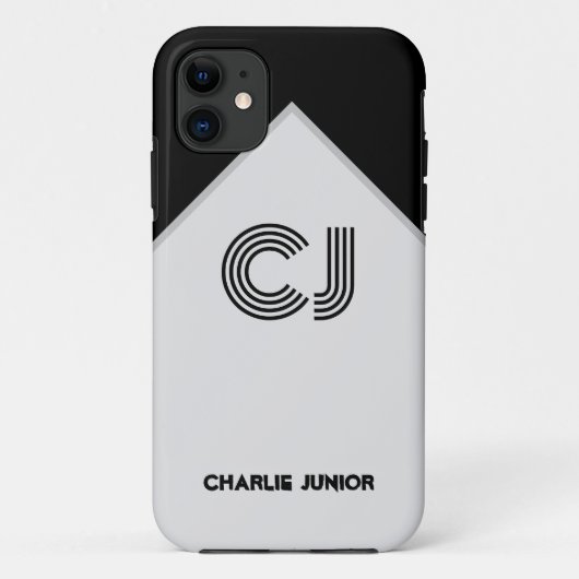 Mit Monogramm Initialen Minimalistisch Schwarz und Case-Mate iPhone Hülle (Rückseite)