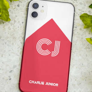 Mit Monogramm Initialen Minimalistisch weiß und ro Case-Mate iPhone Hülle