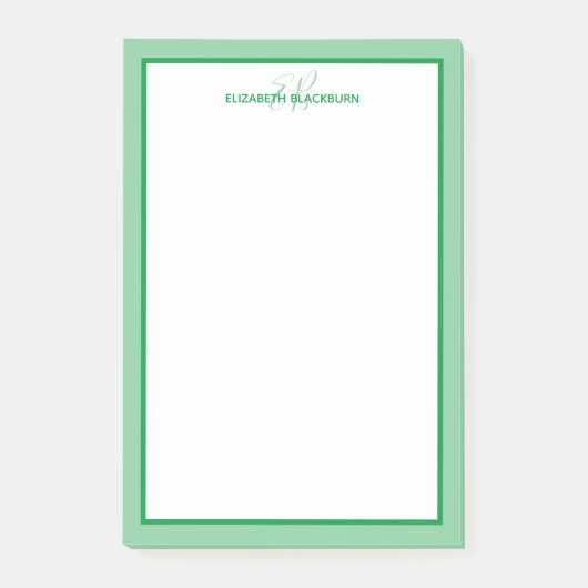 Mit Monogramm Initialen mit personalisiertem Namen Post-it Klebezettel (Vorderseite)