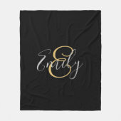 Mit Monogramm Initialen Name Black Gold Modern Gir Fleecedecke (Vorderseite)