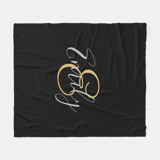 Mit Monogramm Initialen Name Black Gold Modern Gir Fleecedecke (Vorderseite (Horizontal))