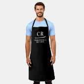 Mit Monogramm Initialen Name Minimalistisch Schwar Schürze (Getragen)