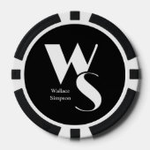 Mit Monogramm Initialen Name Schwarz und Weiß Pokerchips (Vorderseite)