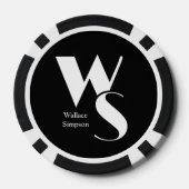 Mit Monogramm Initialen Name Schwarz und Weiß Pokerchips (Rückseite)