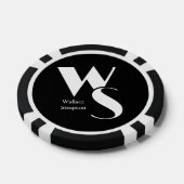 Mit Monogramm Initialen Name Schwarz und Weiß Pokerchips (Einzeln)