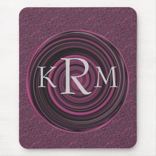 Mit Monogramm Initialen Plum Wirbel Mousepad (Vorne)