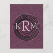 mit Monogramm Initialen Plum Wirbel Postkarte (Vorderseite)