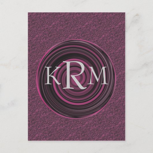 mit Monogramm Initialen Plum Wirbel Postkarte (Vorderseite)