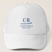 Mit Monogramm Initialen und Name Minimalistisch Bl Truckerkappe (Vorderseite)