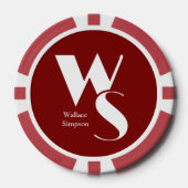 Mit Monogramm Initialnamen Rot und Weiß spielen Pokerchips (Vorderseite)