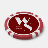 Mit Monogramm Initialnamen Rot und Weiß spielen Pokerchips (Einzeln)