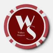 Mit Monogramm Initialnamen Rot und Weiß spielen Pokerchips (Rückseite)