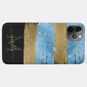 Mit Monogramm Initials Black Blue Gold Case-Mate iPhone Hülle (Rückseite (Horizontal))