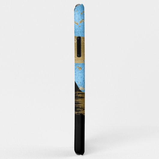 Mit Monogramm Initials Black Blue Gold Case-Mate iPhone Hülle (Hinten/Rechts)