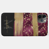 Mit Monogramm Initials Black Burgundy Gold Case-Mate iPhone Hülle (Rückseite (Horizontal))