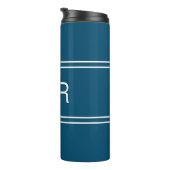 Mit Monogramm Initials Blue Travel Trinkbehälter K Thermosbecher (Nach rechts gedreht)