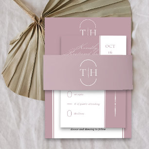 Mit Monogramm Initials Dusty Rose Rosa Hochzeit Einladungsbanderole