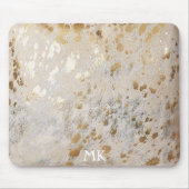 Mit Monogramm Initials Gold Cowhide Print Metallic Mousepad (Vorne)