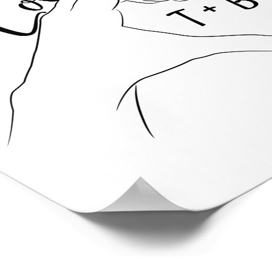 Mit Monogramm Initials Liebe Herz-Linie Kunst Zeic Poster (Ecke)