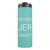 Mit Monogramm Initials Light Aquamarin Travel Trin Thermosbecher (Vorderseite)