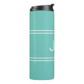 Mit Monogramm Initials Light Aquamarin Travel Trin Thermosbecher (Nach links gedreht)