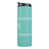 Mit Monogramm Initials Light Aquamarin Travel Trin Thermosbecher (Nach rechts gedreht)