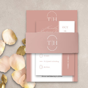 Mit Monogramm Initials Rose Gold Wedding Einladungsbanderole