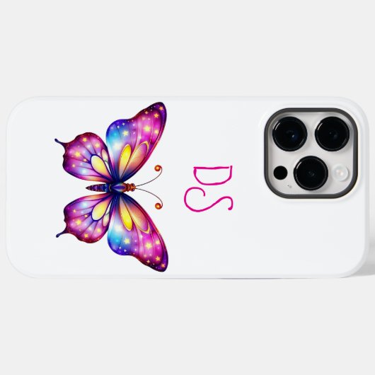 Mit Monogramm iPhone 14 Pro Max Gehäuse Schmetterl Case-Mate iPhone Hülle (Rückseite (Horizontal))