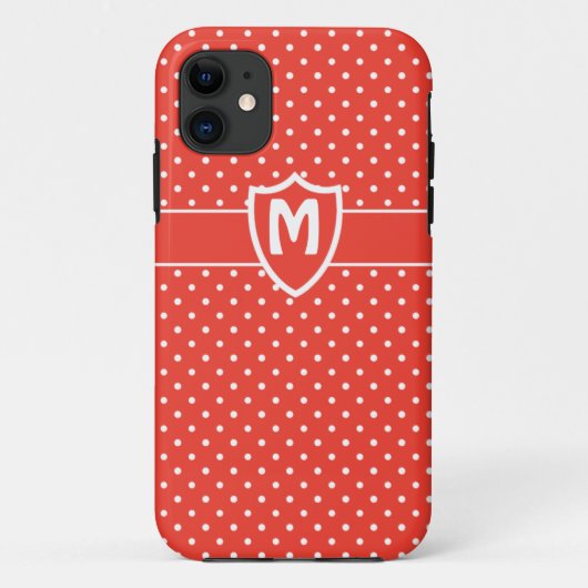 Mit Monogramm iPhone 5 Fall, Red Polka Dots Case-Mate iPhone Hülle (Rückseite)
