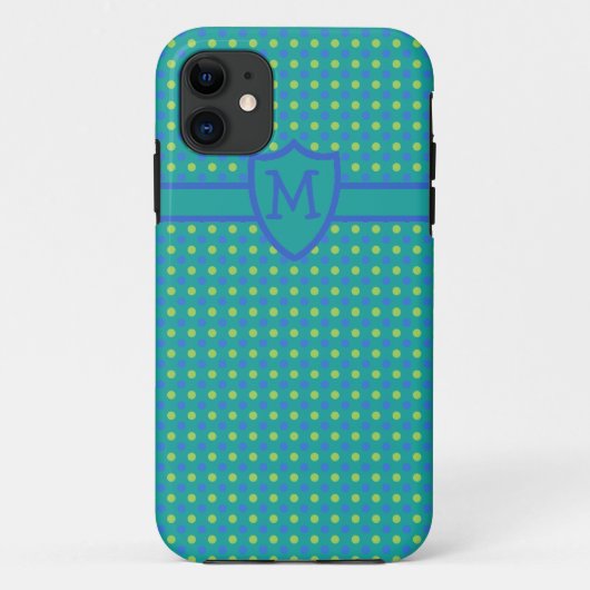 Mit Monogramm iPhone 5s Case Green: Polka Dot (Rückseite)