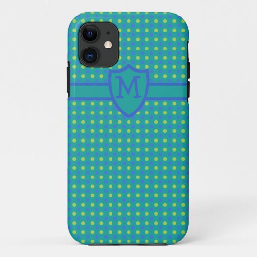 Mit Monogramm iPhone 5s Fall Green Polka Dot Case-Mate iPhone Hülle (Rückseite)