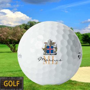 Mit Monogramm isländische Flagge & isländische Gol Golfball