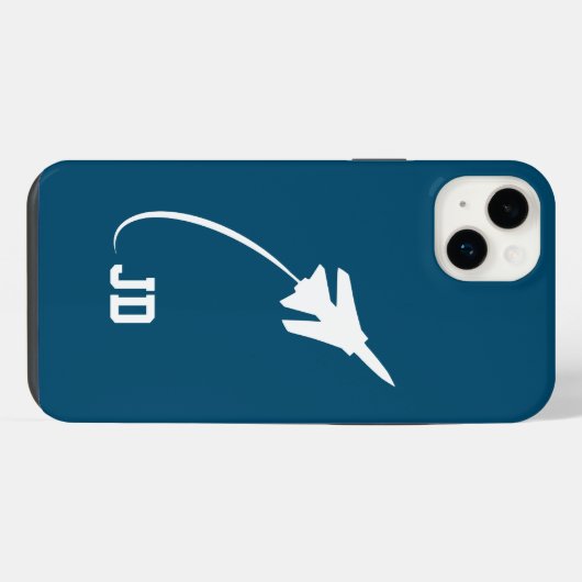 Mit Monogramm Jet-Flugzeug, Minimalistisch, modern iPhone Hülle (Rückseite (Horizontal))