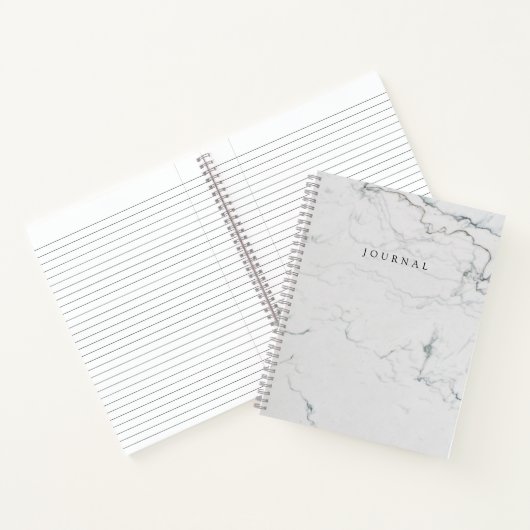 Mit Monogramm Journal mit moderner weißer Marmorab Notizblock (Innenseite)