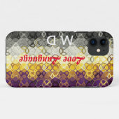 Mit Monogramm Jugendstil Abstraktes Fraktal Schwar Case-Mate iPhone Hülle (Rückseite (Horizontal))