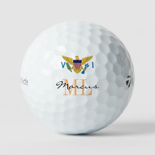 Mit Monogramm Jungfrau Islands Flag, USA Golf Ball (Vorderseite)