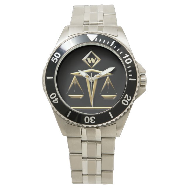 Mit Monogramm Justizskala (v1) Armbanduhr (Vorderseite)